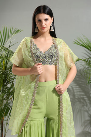 Olive Green Sharara Set image 6