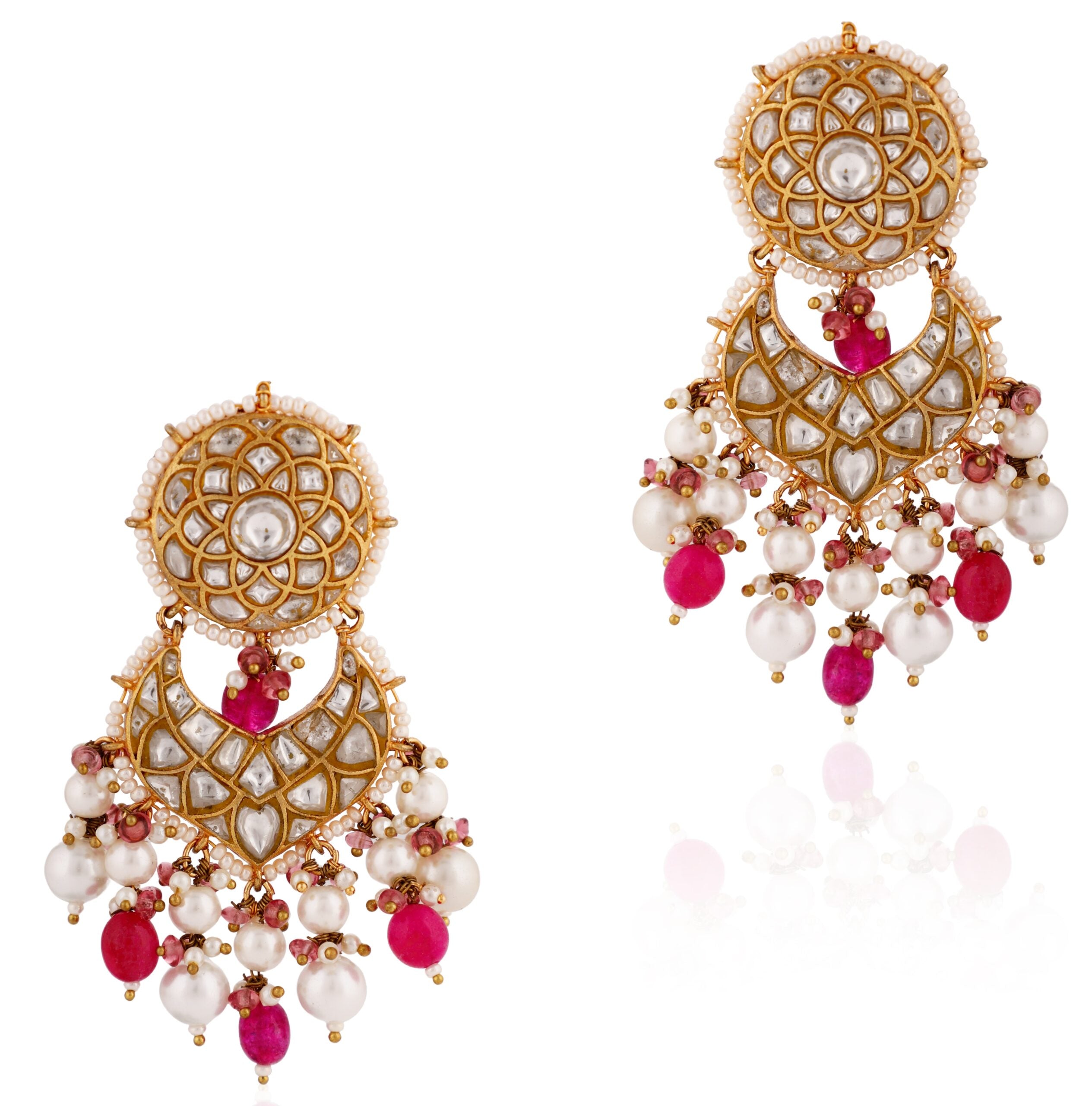 Pink And White Traditional Pearl Earrings image 0