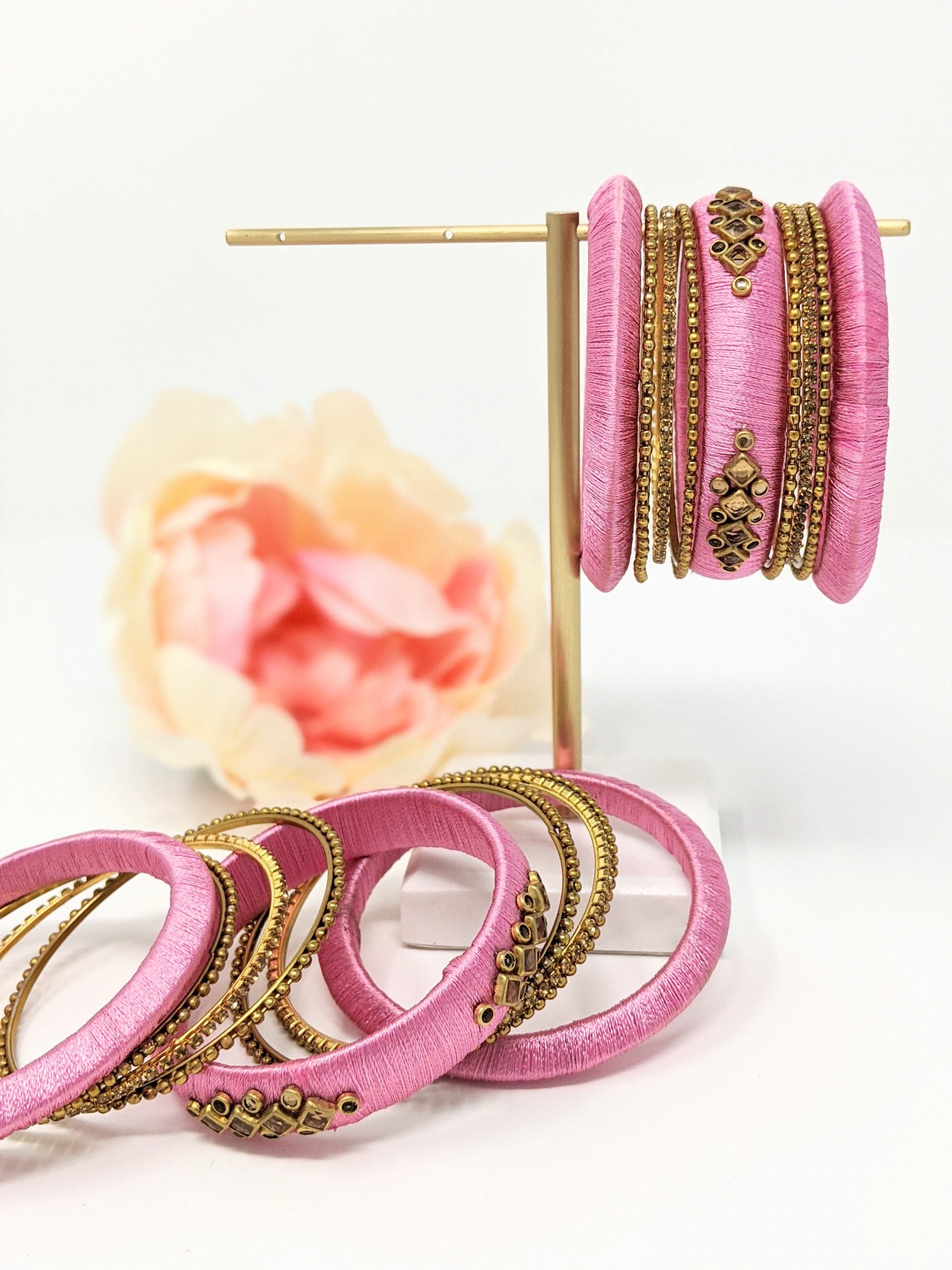 Pink Silk Thread Bangle Set image 2
