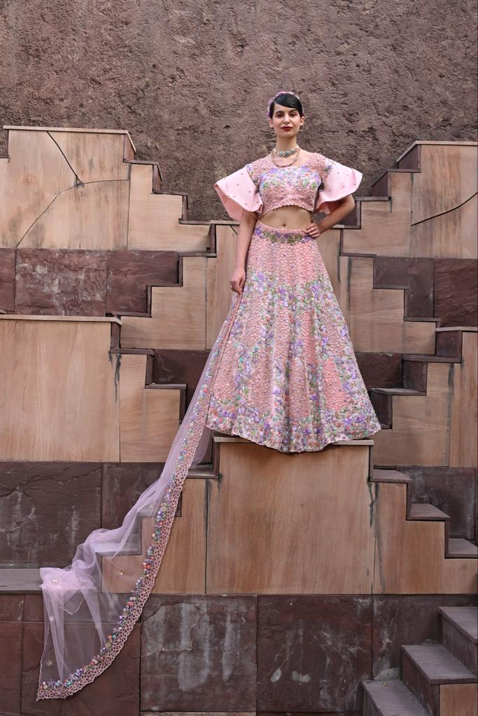 Baby Pink Embellished Lehenga Set image 2