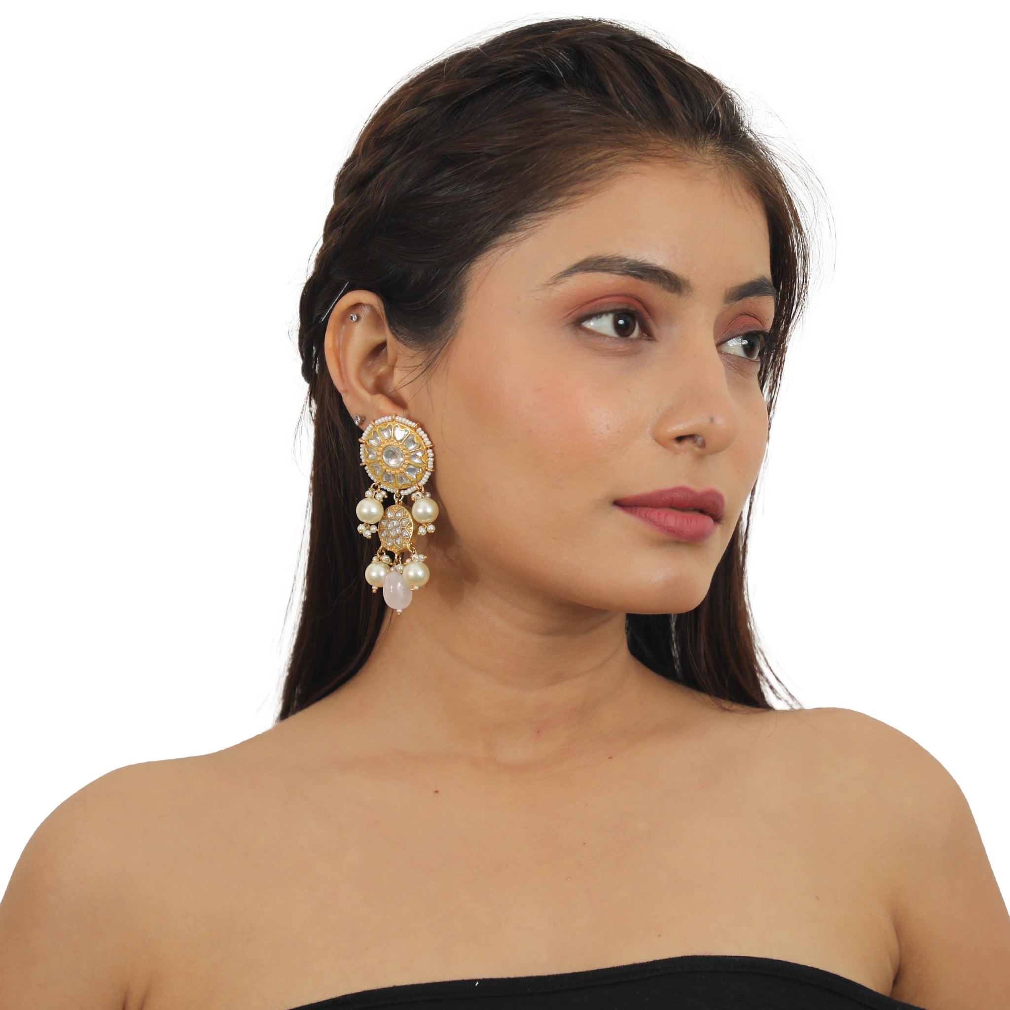 22KT Gold Pated Jadtar Stone Necklace Set image 6