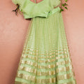 Lime Green Ruffle Sequin Lehenga Set image 0