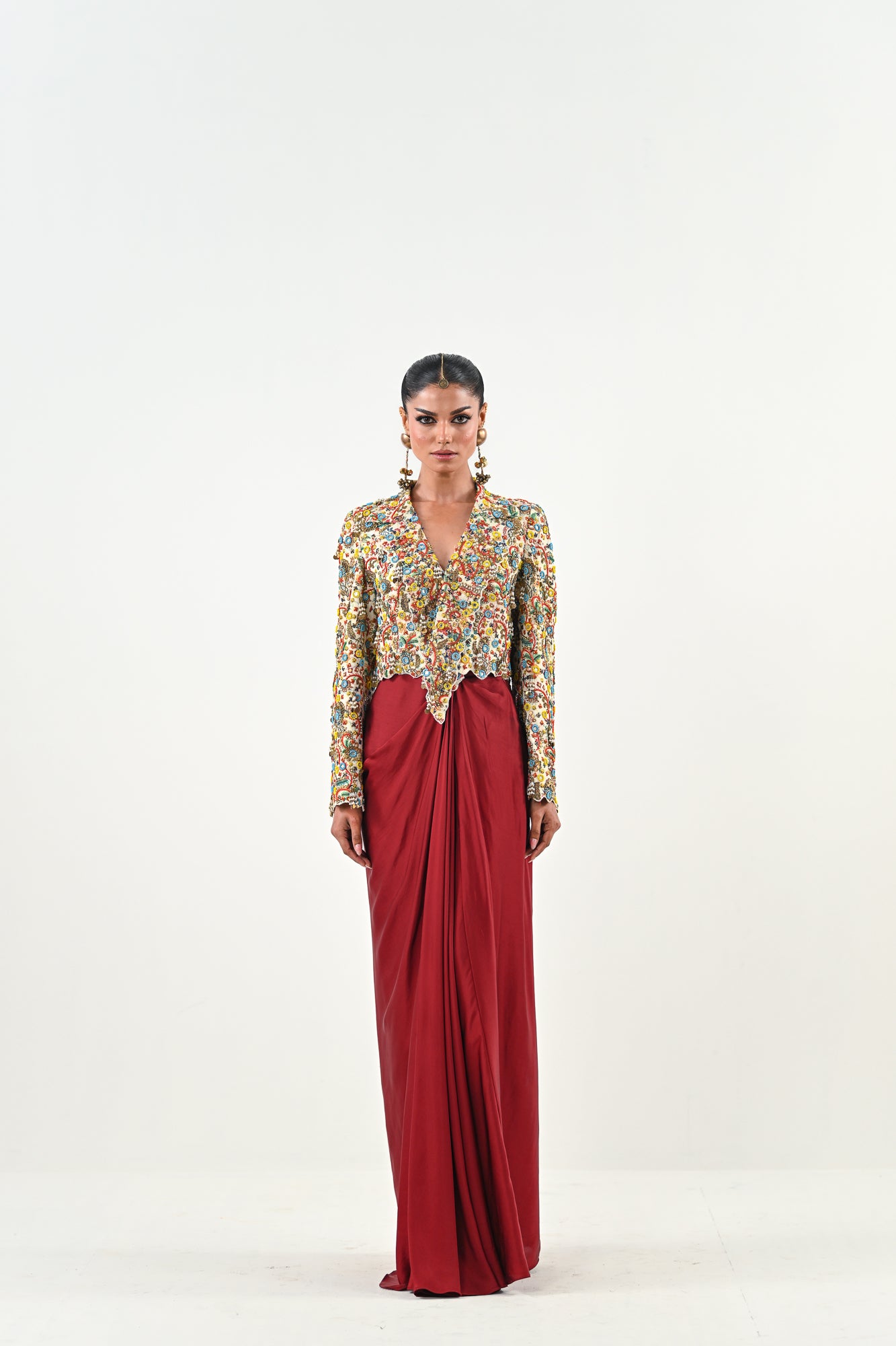 IB EMBROIDERED JACKET DHOTI SET image 0