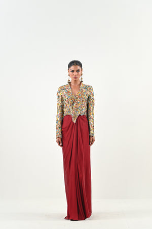 IB EMBROIDERED JACKET DHOTI SET image 0