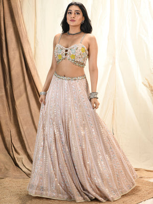Baby Pink Shimmer Lehenga Set image 4