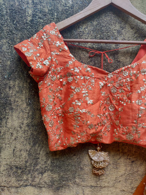 Orange and Ivory Ruffle Lehenga image 2