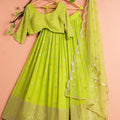 Lime Green Shimmer Lehenga Set image 0