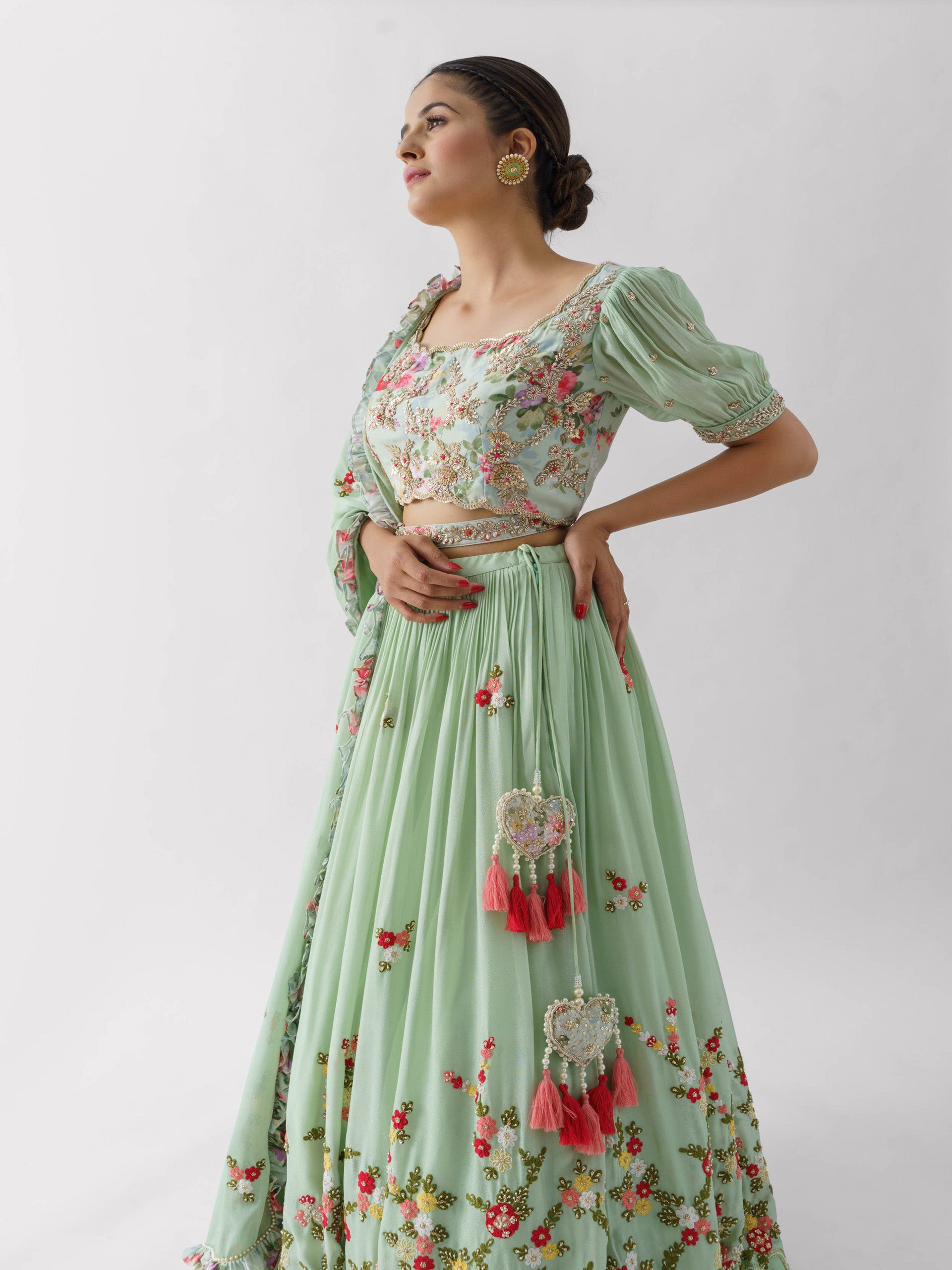 Sea Green Lehenga Set Paired With Dupatta image 3