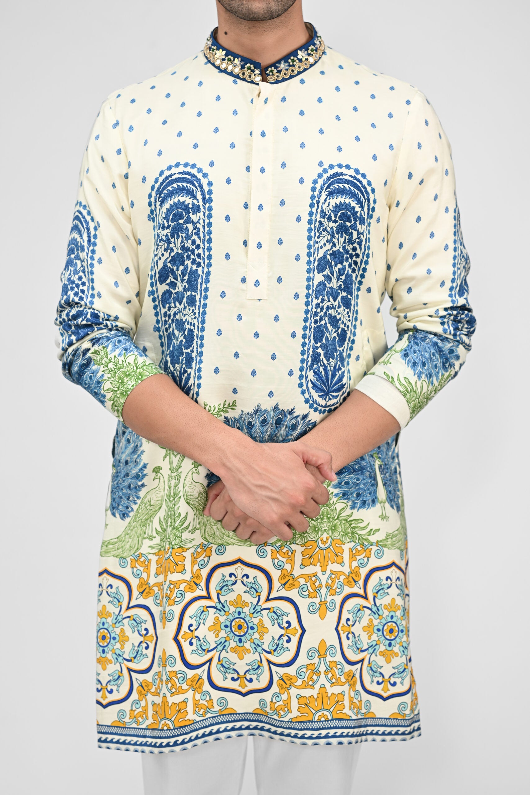 Royal Peacock Printed Kurta Full Set image 1