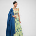 Peacock Highlighted Lehenga Paired with Highlighted Peacock Corset and Embroidered Dupatta image 0