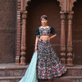 Bottle Green Embroidered and Embellished Heavy Lehenga Set image 0