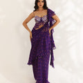 Purple Bandhani Pre-Drape Saree Set image 0