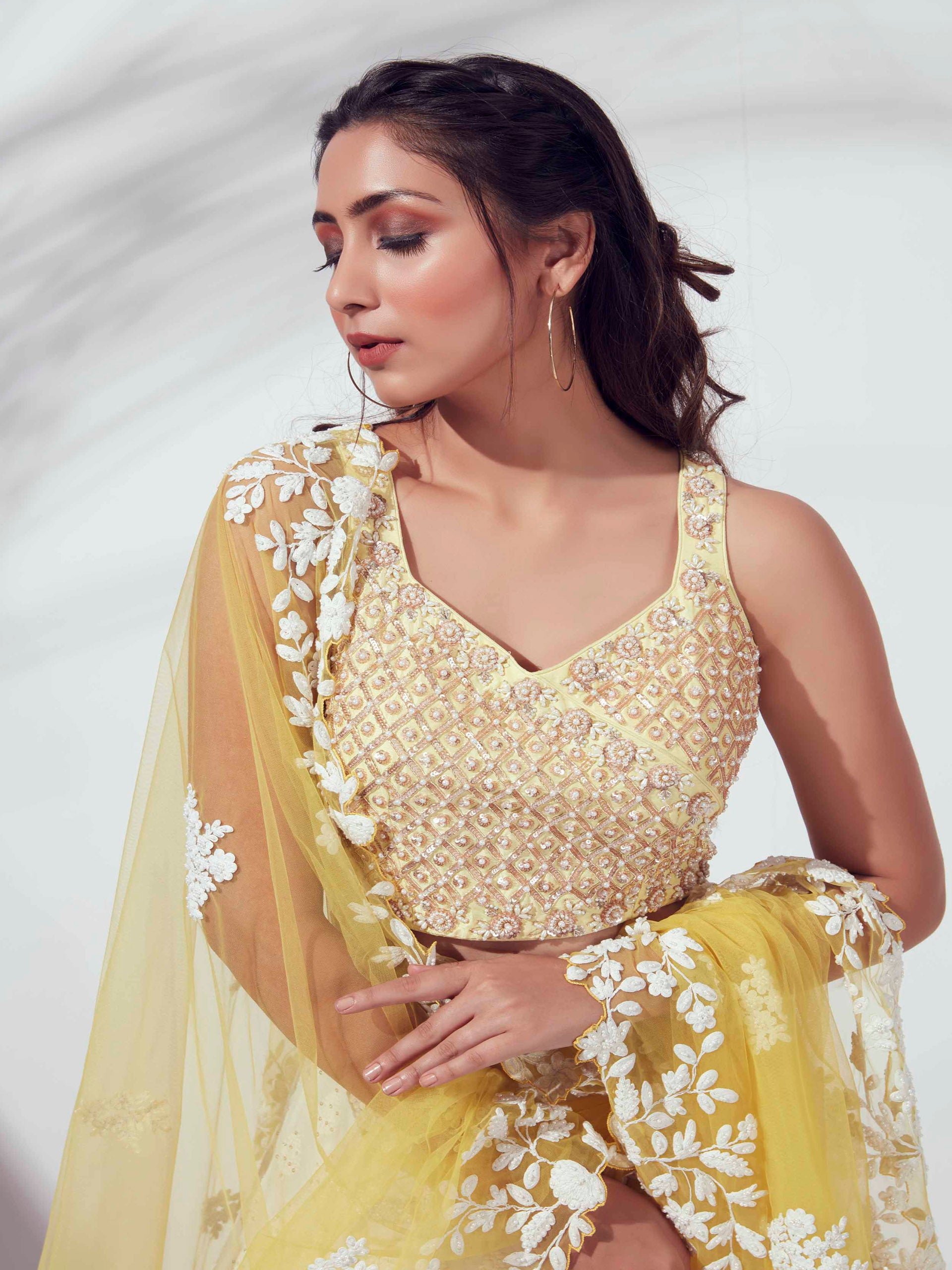 Ivory Lehenga Paired With Blouse And Dupatta image 4