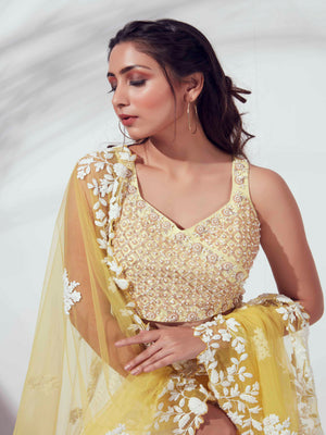 Ivory Lehenga Paired With Blouse And Dupatta image 4