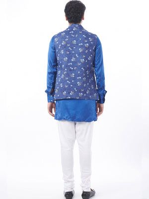 Blue Floral Print Bundi Jacket Set image 2