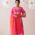 Pink and Orange Dori Work Kurta Set image 0