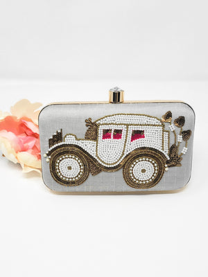 Gray Embroidered Car Clutch image 3