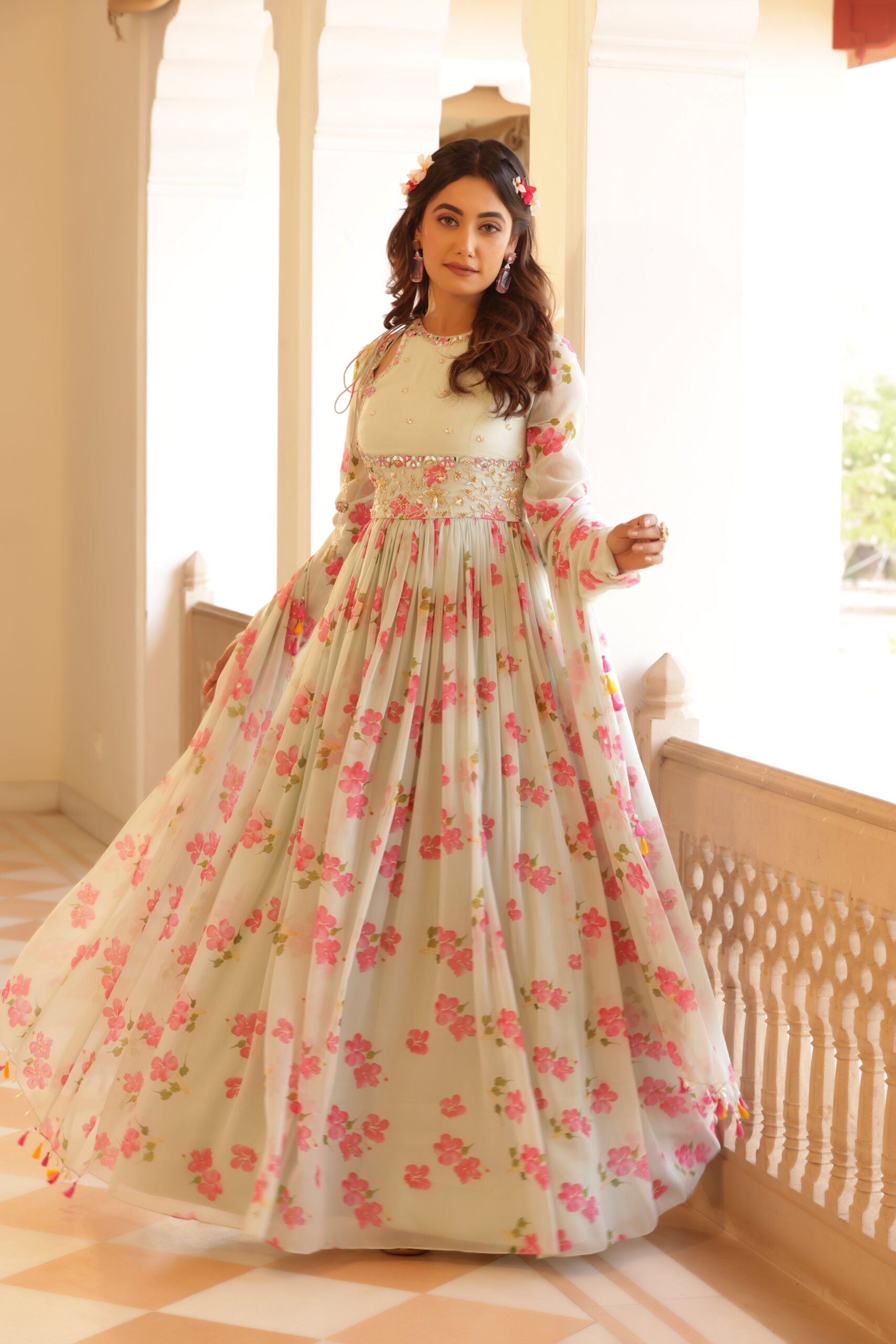 Floral Printed Chiffon Anarkali image 3