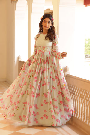 Floral Printed Chiffon Anarkali image 3