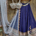 Navy Blue Mirror Bustier Lehenga image 0