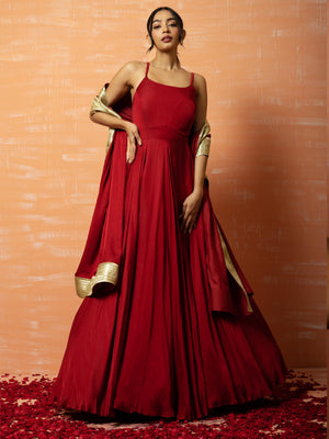 Red Modal Gown Set - L image