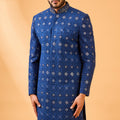 Navy Blue Embroidered Sherwani Set image 0