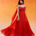 Scarlet Red Embroidered Anarkali Set image 0