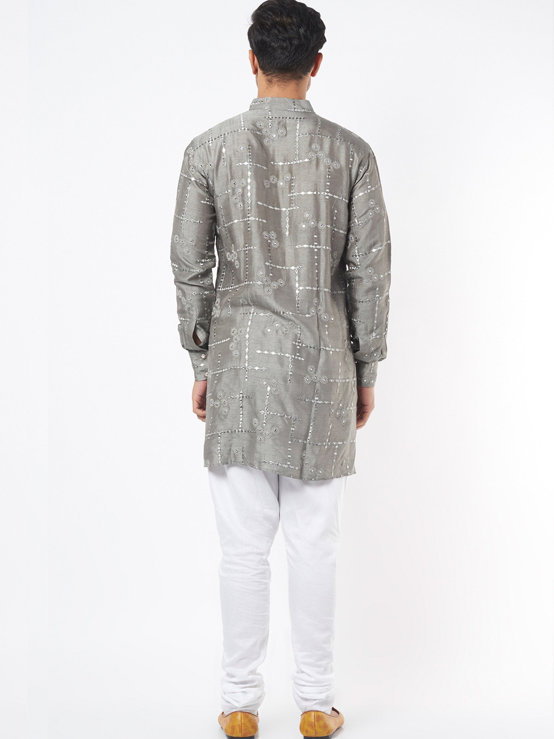 Grey Silk Kurta Set image 2