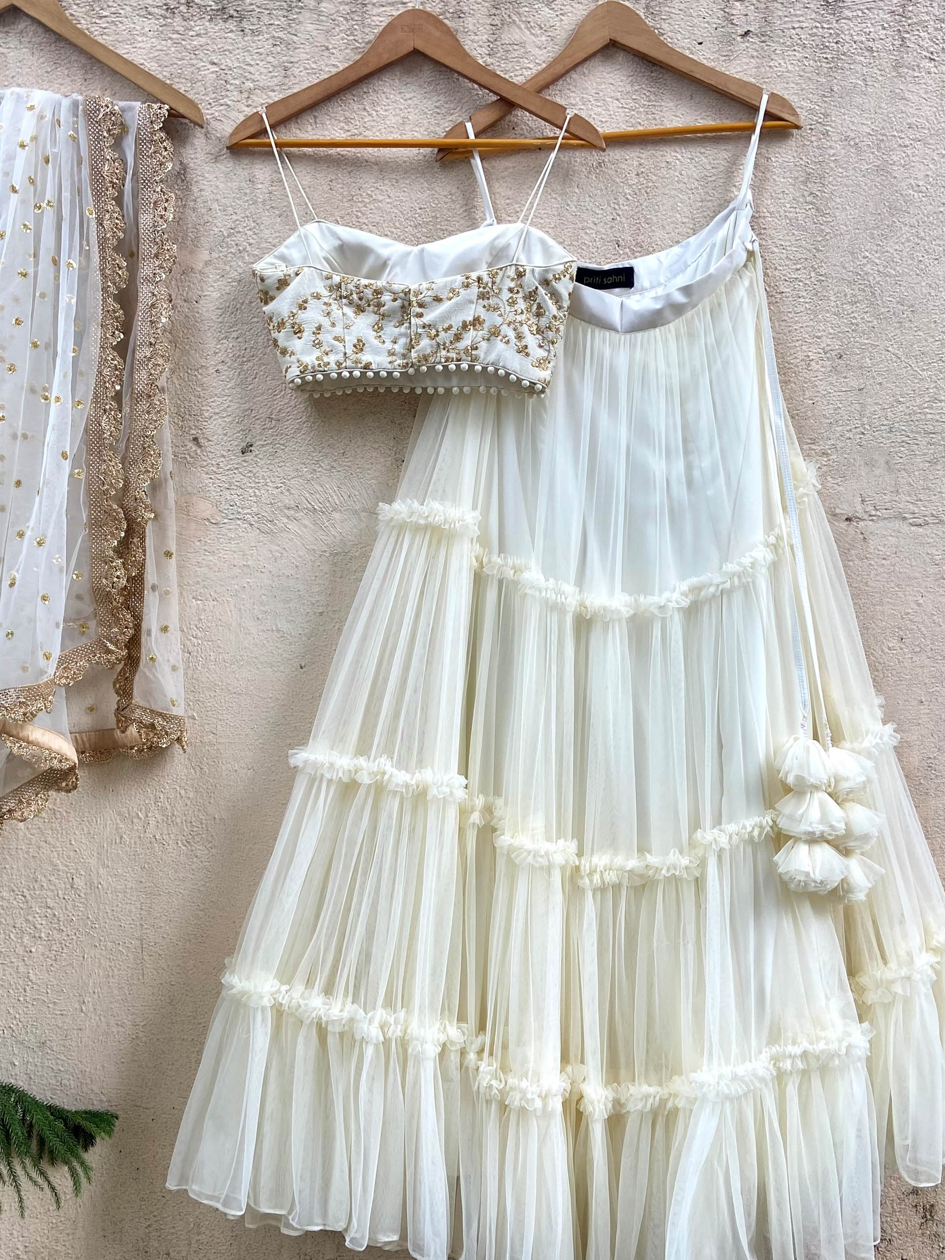 Ivory Tier  Ruffle Lehenga Set image 1