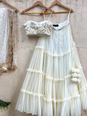 Ivory Tier  Ruffle Lehenga Set image 1