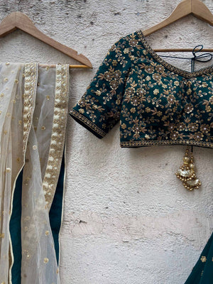 Green Sharmily Embroidered Lehenga Set image 3