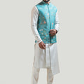 Sea Blue Madhubani Nehru Kurta Set image 0