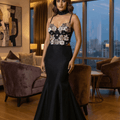 Floral embroidered corset with a mermaid style Black Skirt image 0