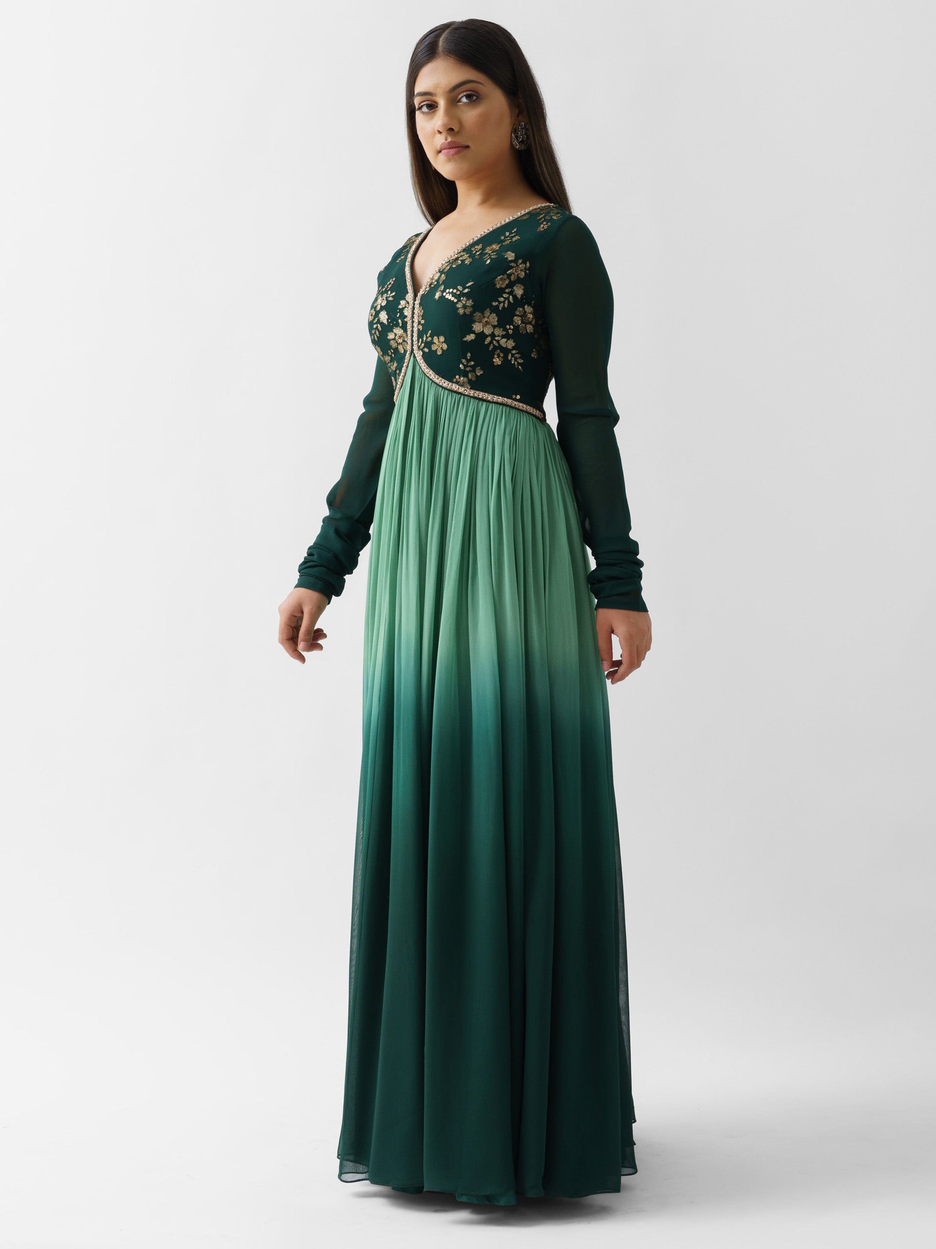 Bottle Green Ombre Anarkali image 4