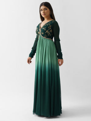 Bottle Green Ombre Anarkali image 4