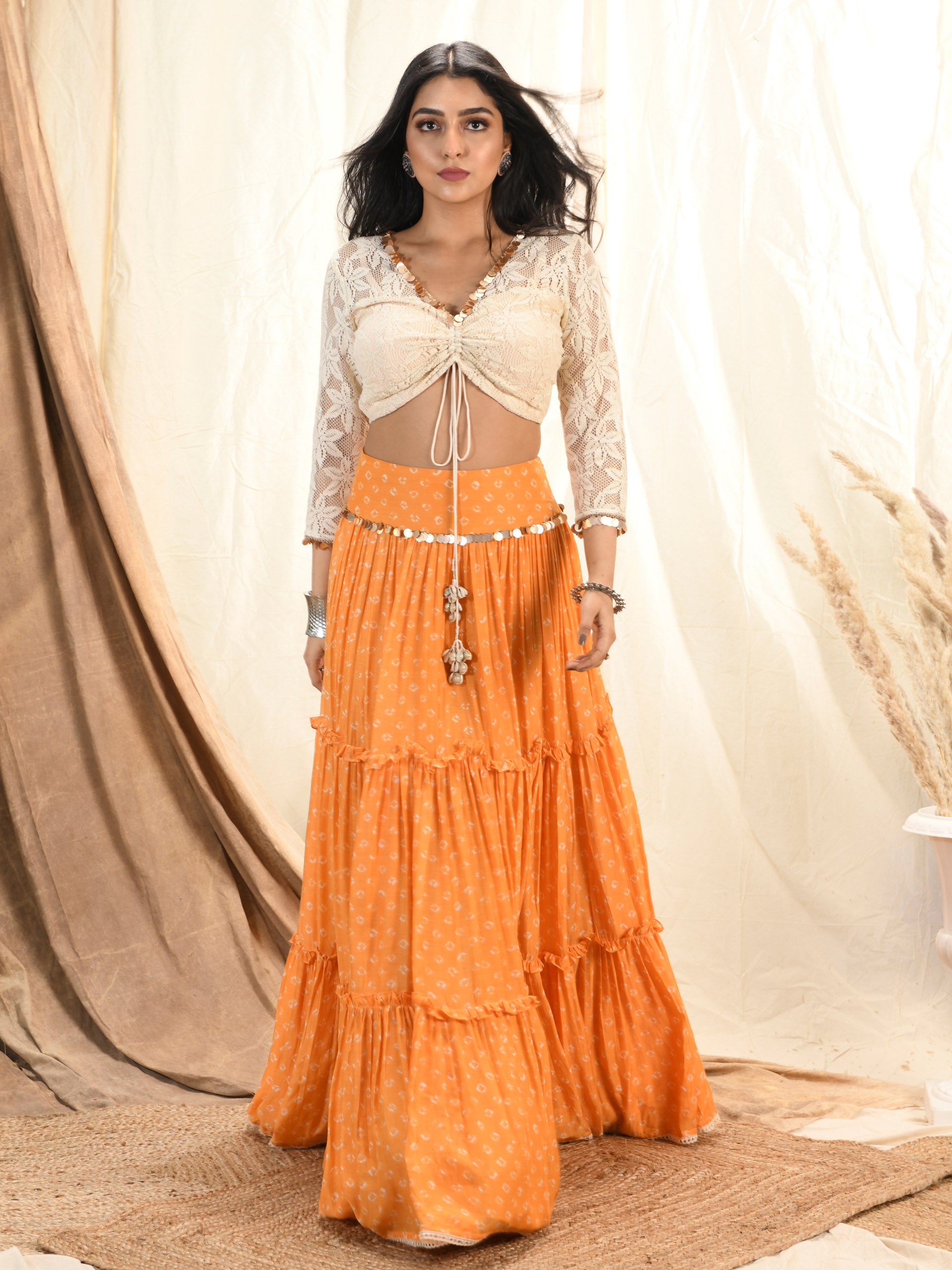 Mango Bandhni Lehenga Set image 3