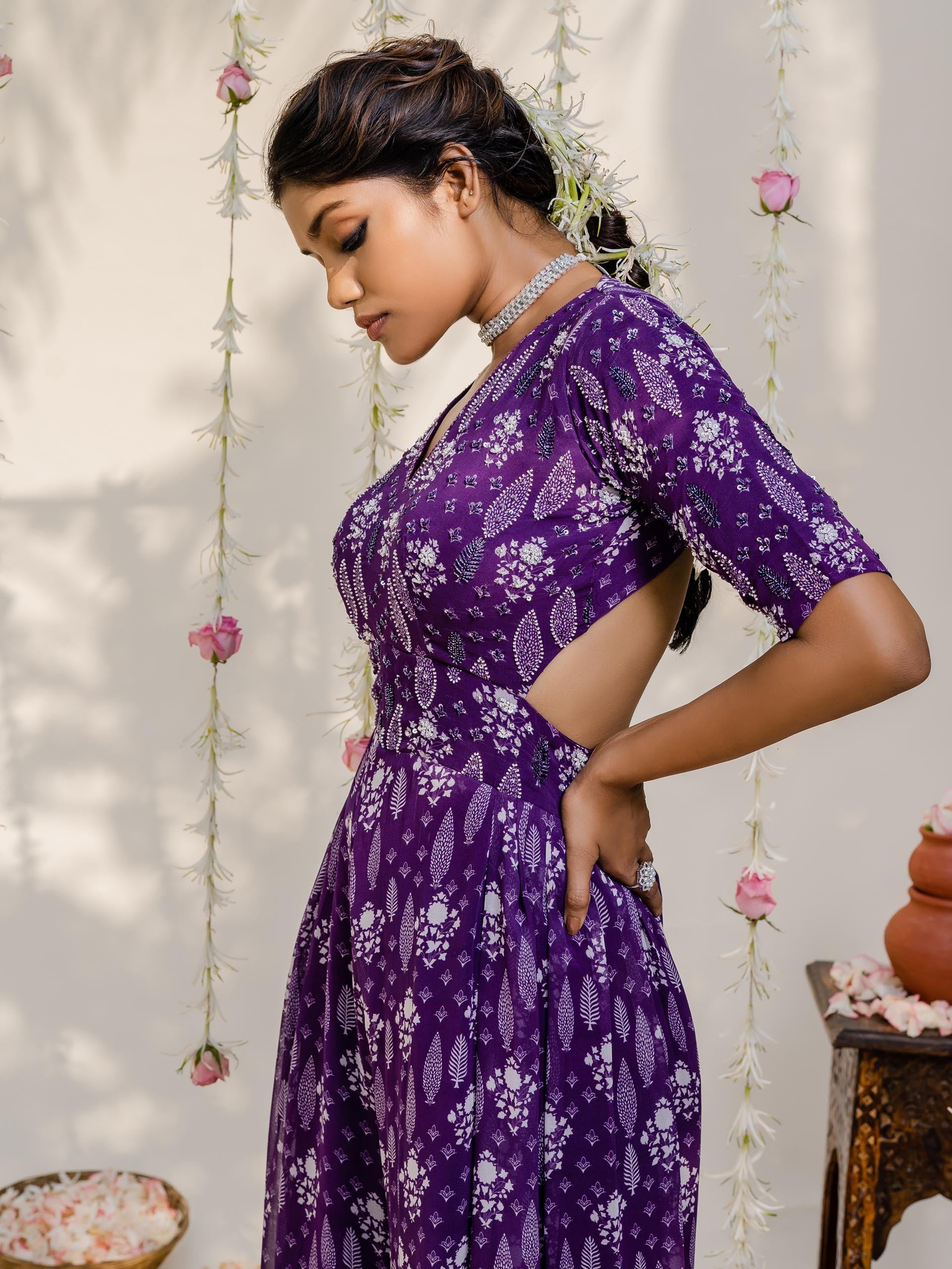 Purple Pine Print Jumpsuit image 1