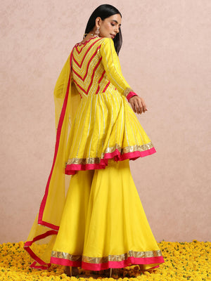 Yellow and Fuchsia Sharara Set image 1