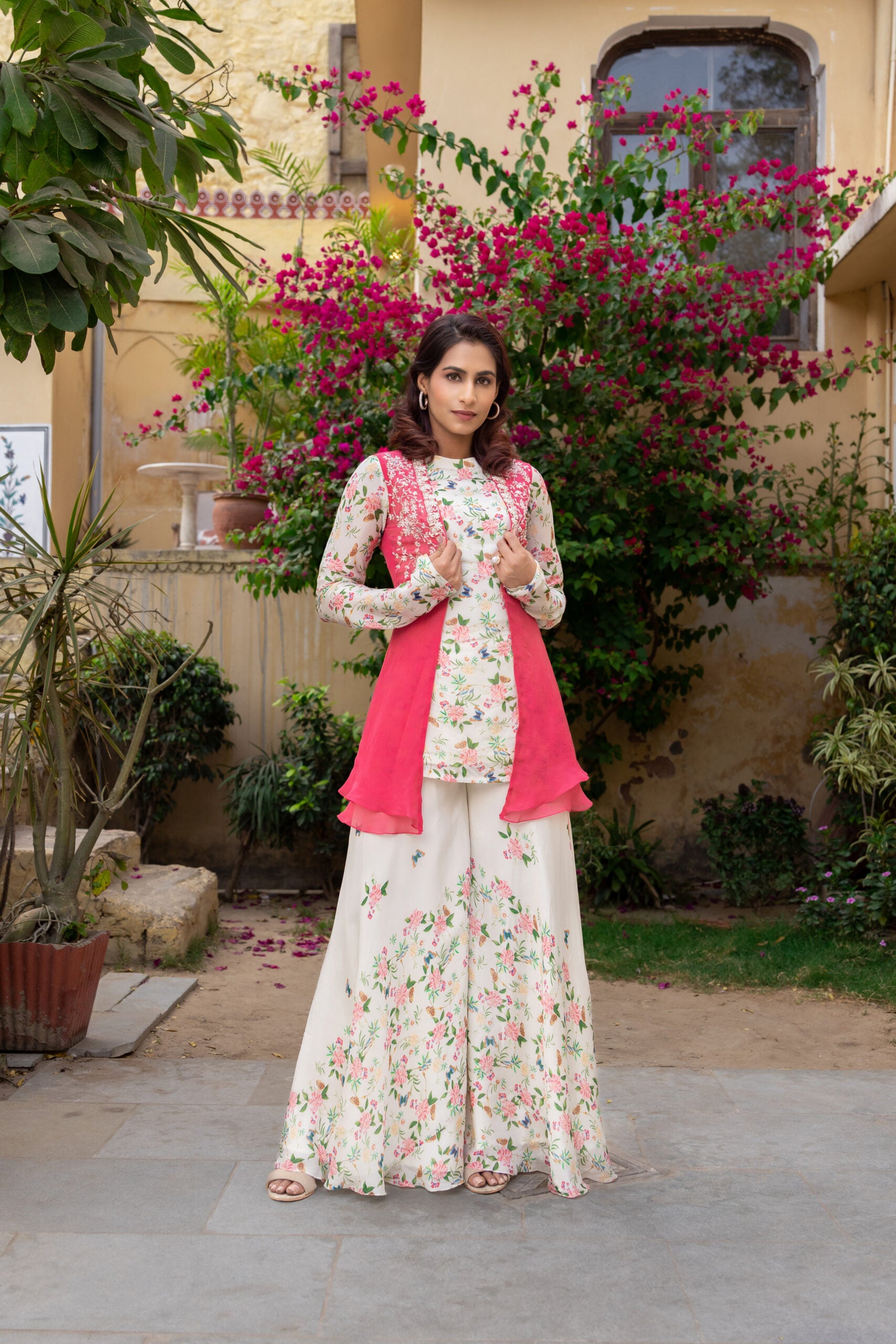 Embroidered Off-White Sharara Set image 1