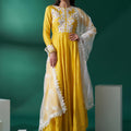 Yellow Mirror Lace Anarkali Set image 0