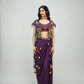 Plum Patch Highlighted Tassel Jacket Dhoti Skirt Set image 0