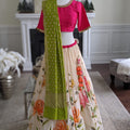 Ivory Floral Lehenga with Fuchsia Blouse image 0