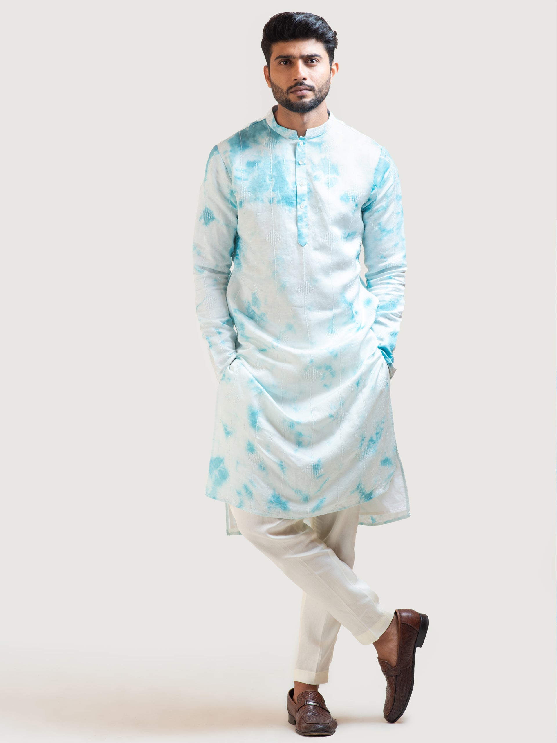 Tie Dye Embroidered Kurta Set - S image