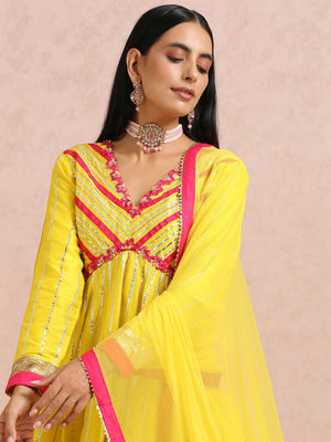 Yellow and Fuchsia Sharara Set image 4