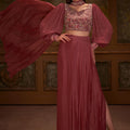 Mauve Pleated Drape Skirt Set image 0