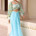 Embroidered Drape Skirt Set image 0