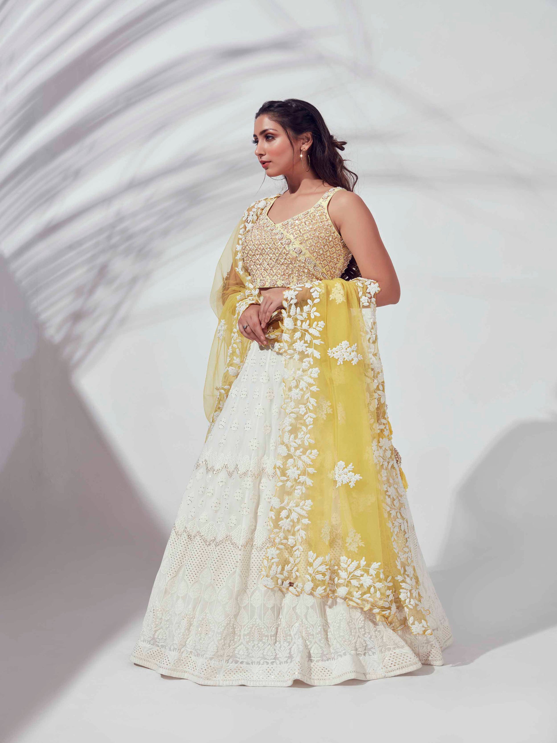 Ivory Lehenga Paired With Blouse And Dupatta image 3
