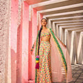 Multi-Colored Bustier Set With Square Print image 0