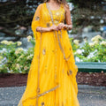 Yellow Mirror Work Lehenga image 0