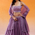 Lavender Embroidered Lehenga Set image 0